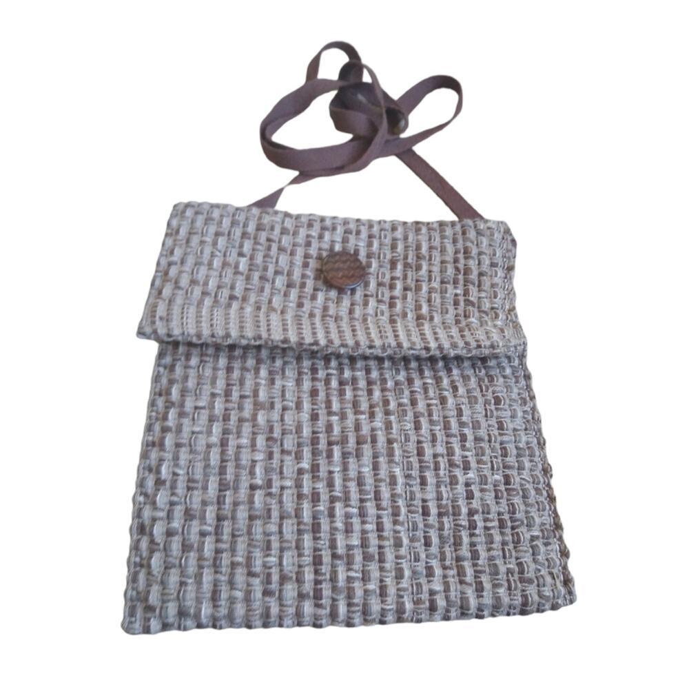 Earth Ender Woven Cross body brown boho festival Lagenlook bag.